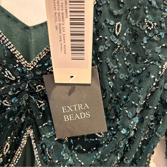 NWT J Kara Women's 3/4 Sleeve V-Neck Beaded Top Long Pull On Gown 10P Petite - Picture 12 of 16